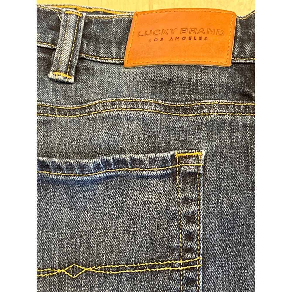 Lucky Brand Mens 46x28 Dark Wash Straight Leg Stretch Denim Jeans Blue